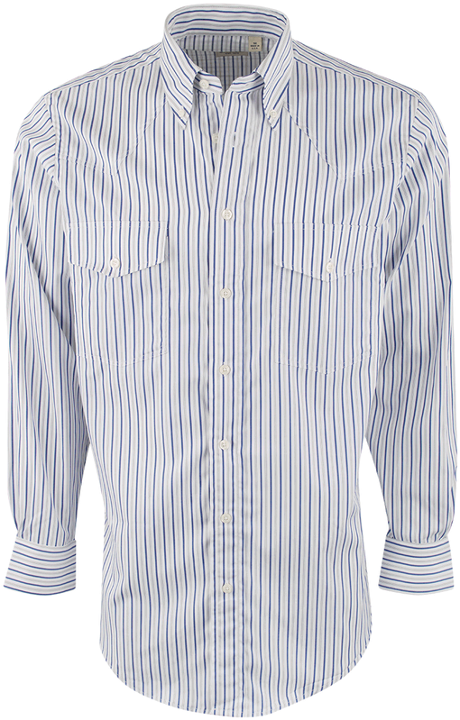 White With Gray And Blue Stripe Shirt - Formal Wear (544x800), Png Download