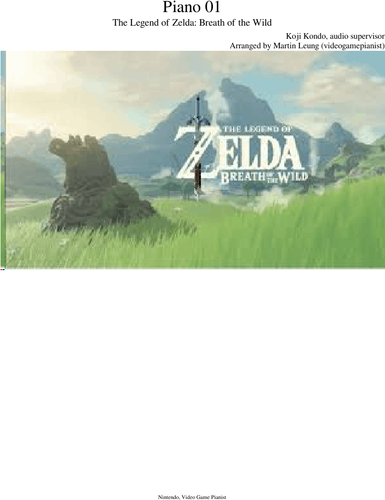 Piano 01- Breath Of The Wild Sheet Music For Piano - Nintendo Switch The Legend Of Zelda Breath (850x1100), Png Download