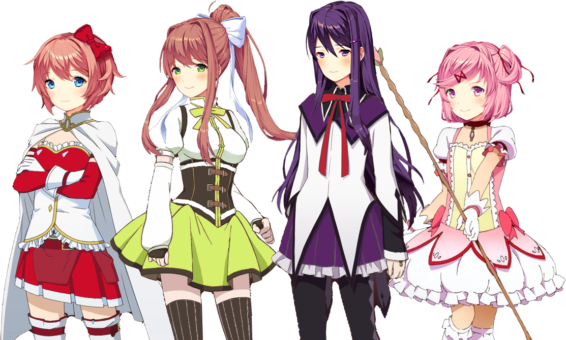 Doki Doki Magica Quartet - Doki Doki Literature Club Hell (1221x693), Png Download