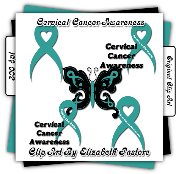 Cervical Cancer Awareness Clip Art Cervical Cancer - Awareness Ribbon (600x600), Png Download