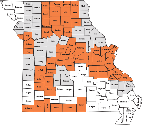 Antlerless Portion Map - 4 Point Restriction Missouri (600x541), Png Download