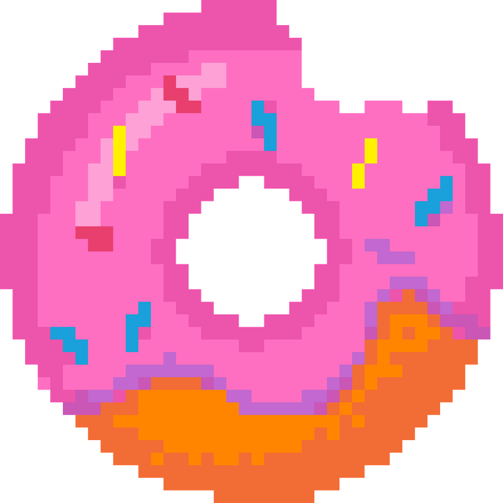 Donut Donuts Bit Sticker Cute Tumblr Strawberry Meises - Deadpool Logo Pixel Art (1024x1024), Png Download