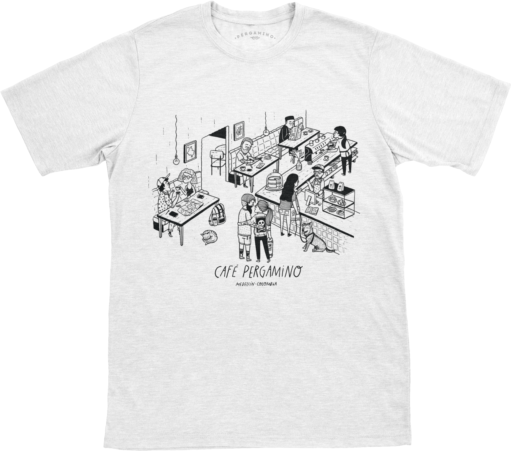 Pergamino Coffee Shop T-shirt - T-shirt (2000x2000), Png Download