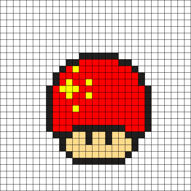 China Mushroom Perler Bead Pattern - Png Mario Bros Pixel (610x610), Png Download