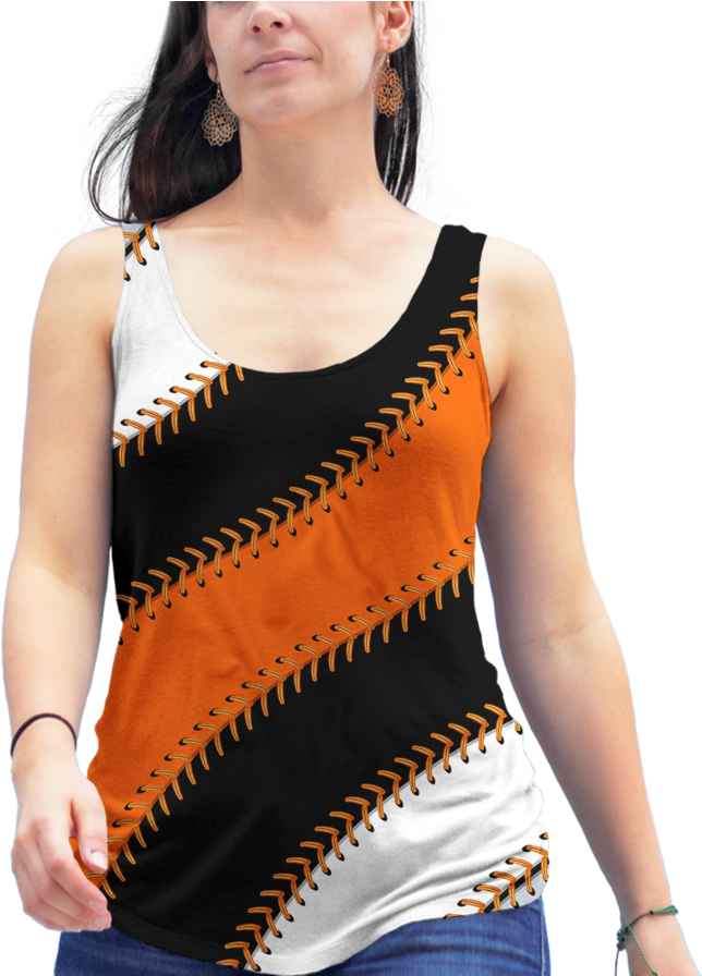 San Francisco Ball Stitch Racerback Tank Top - San Francisco Baseball Stitches Leather Tote Bag Apparel (740x895), Png Download