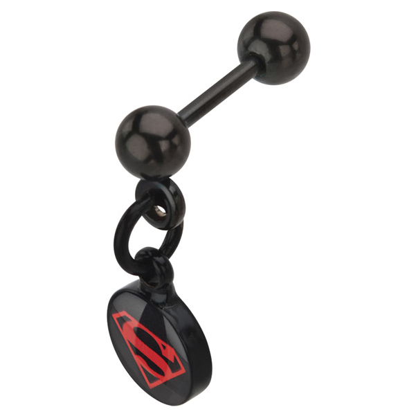 Dc Comics Superman Licensed Logo Black Plated Dangle - Earring (730x730), Png Download