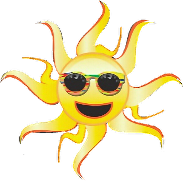 Emoji Summer Sun Fun Sunshine Sticker - Cartoon (584x576), Png Download