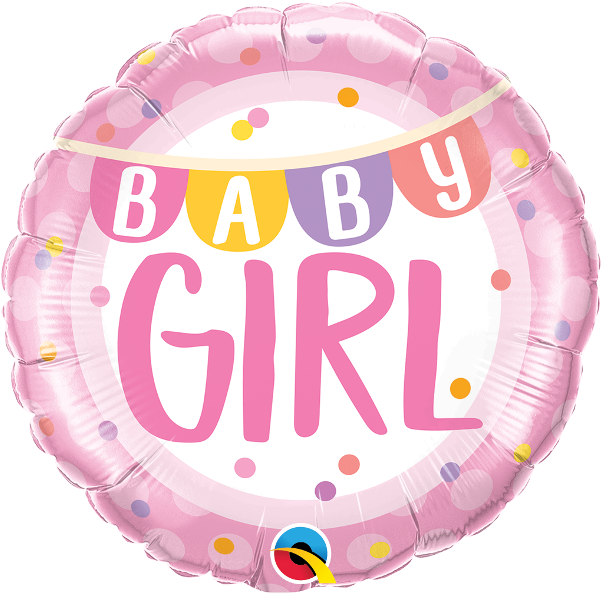 Baby Girl Banner & Dots 18" Foil Balloon - 18" Feel Better Soon Floral Foil Balloon (600x600), Png Download