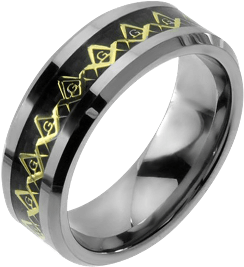Freemason Golden Logo Tungsten Ring - Product (555x555), Png Download