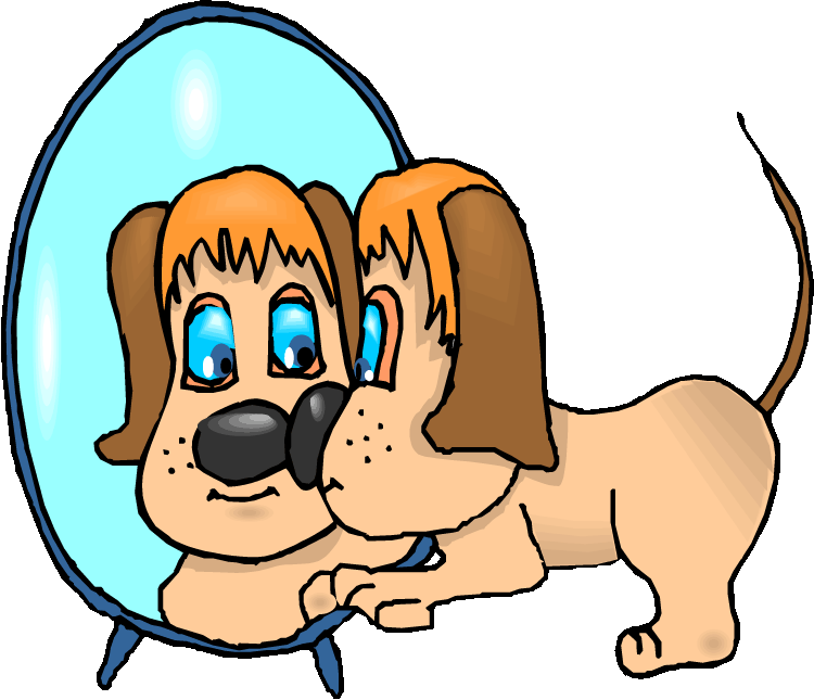 Barking Dog Png Images Photo - Cartoon Dog Looking In A Mirror (750x645), Png Download