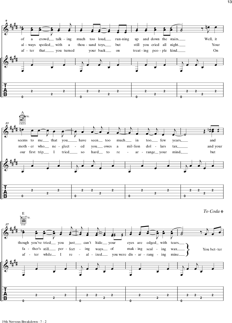 The Rolling Stones - Lazy Sunday Afternoon Small Faces Sheet Music (864x1128), Png Download
