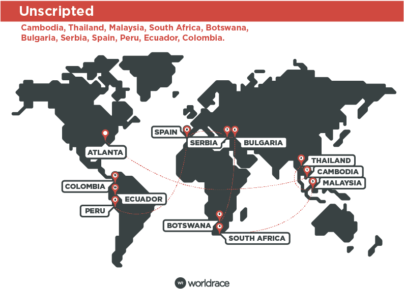 January 2019 Unscripted Route - World Map (793x613), Png Download