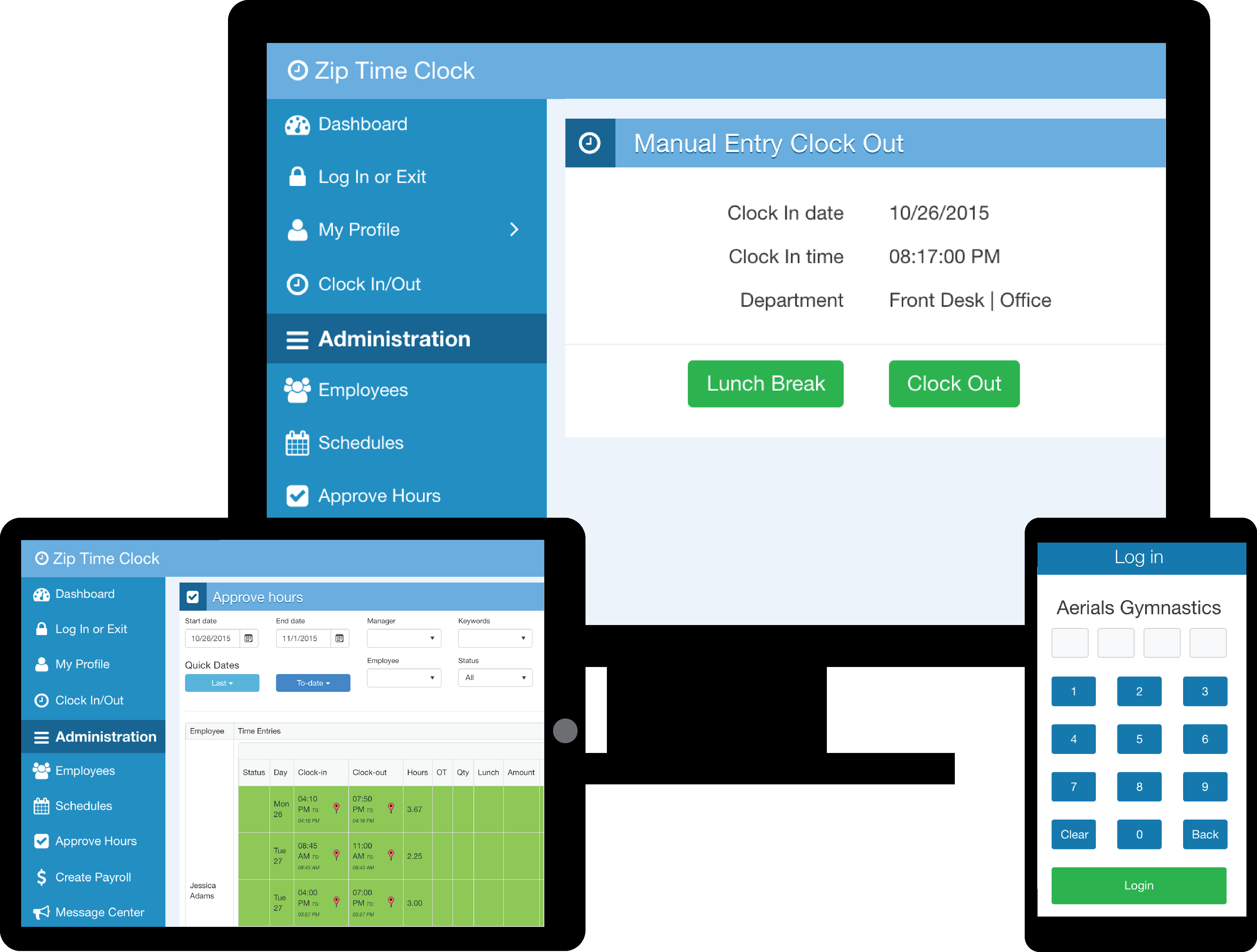 Zip Time Clock Is For Desktop And Mobile - Clock (5000x3788), Png Download