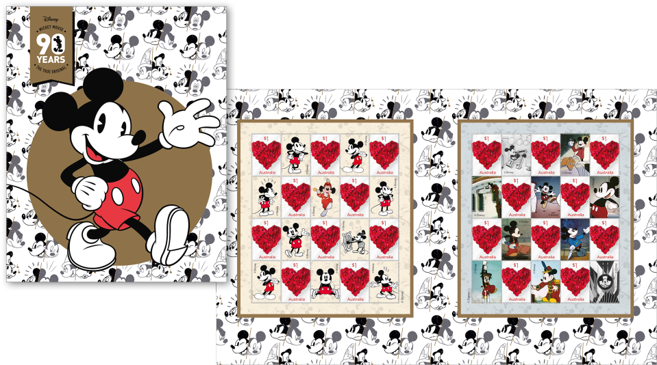 Mickey Mouse 90th Anniversary Licensed Stamp Pack - Mickey Mouse 90th Anniversary (970x545), Png Download