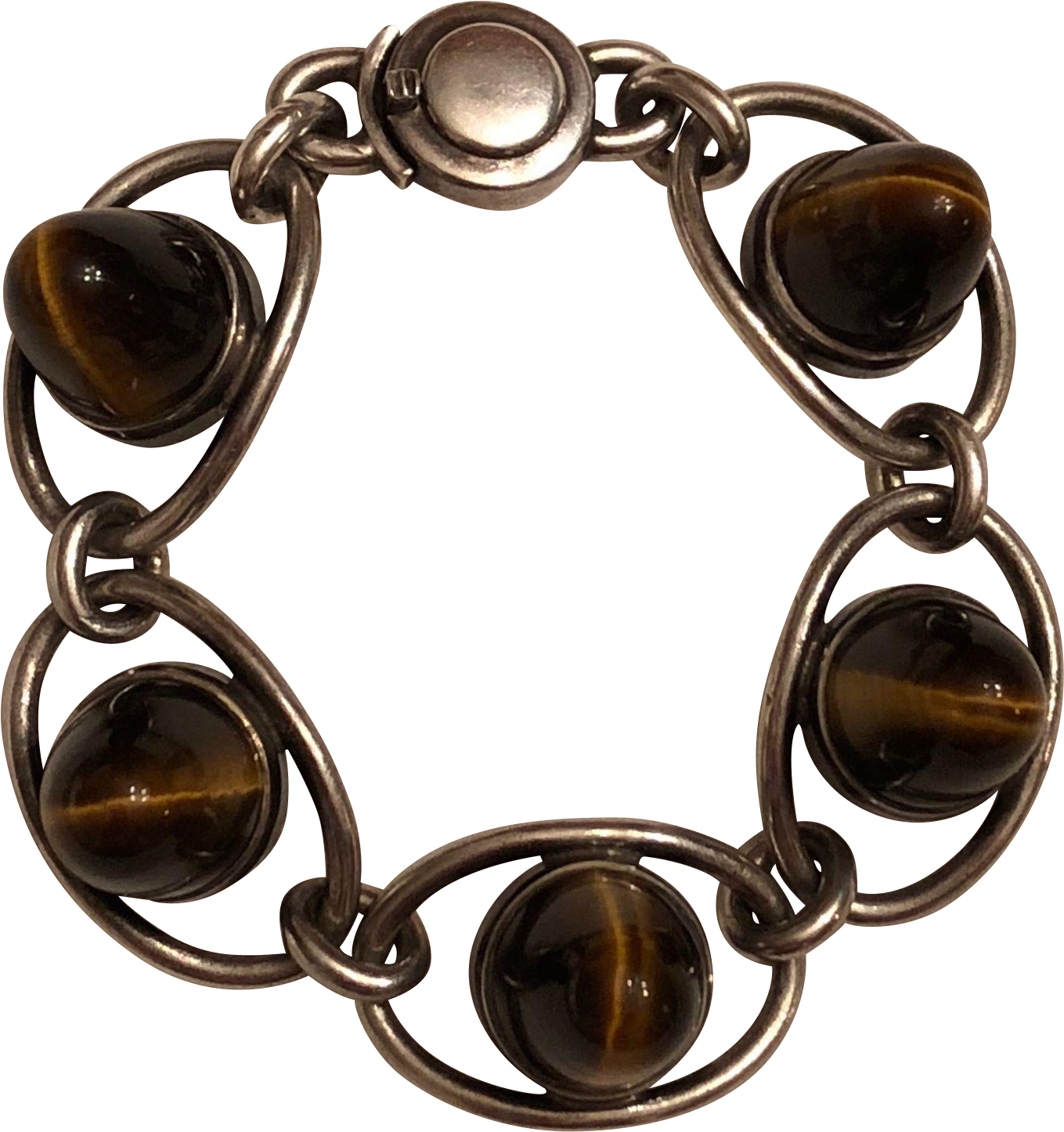 Vintage Modernist Sterling Silver Bullet Shaped Tiger - Bracelet (1444x1444), Png Download