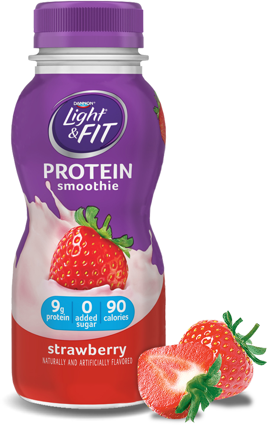 Protein Smoothie Strawberry - Light & Fit Yogurt Drink, Nonfat, Strawberry - (1140x900), Png Download