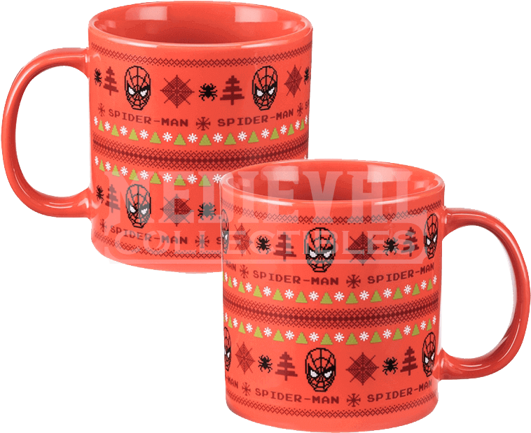 Spider Man Ugly Sweater Ceramic Mug - Vandor - Marvel Spider-man Ugly Sweater 20 Oz. Ceramic (767x767), Png Download
