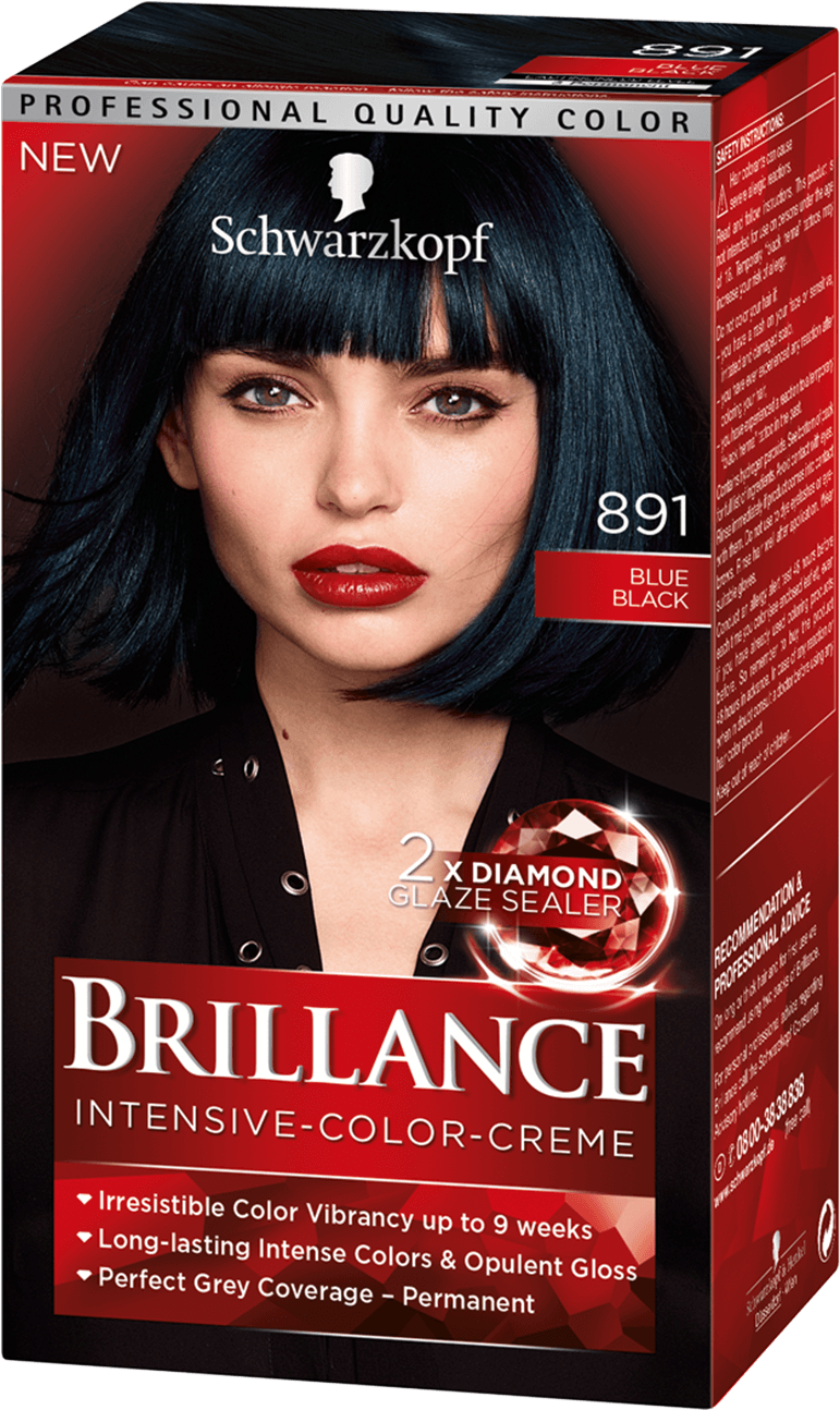 Brillance Com Intensive Color Creme 891 Blue Black - Иссиня Черная Краска Для Волос (970x1400), Png Download