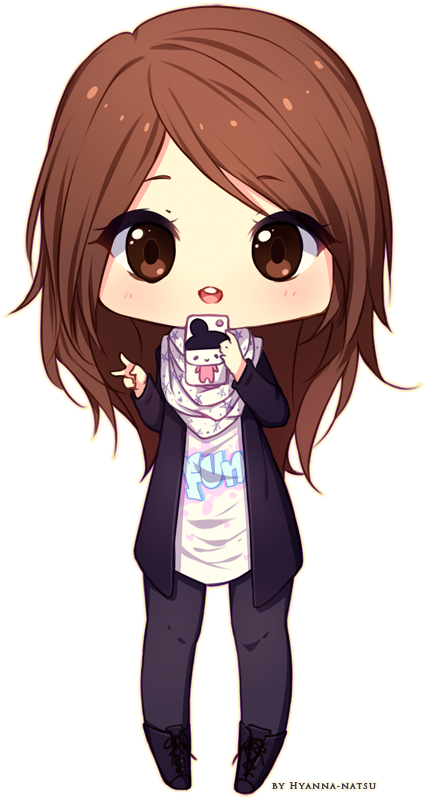 Bonequinha Tirando Foto - Chibi (427x800), Png Download