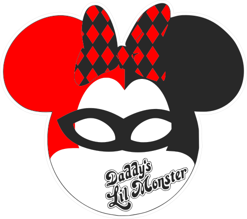 Harley Quinn Minnie Mouse Head - Suicide Squad Harley Quinn Daddy’s Lil Monster Necklace (500x444), Png Download