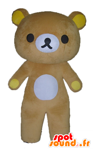 Big Teddy Bear Mascot Brown, Yellow And White - Bear (600x600), Png Download