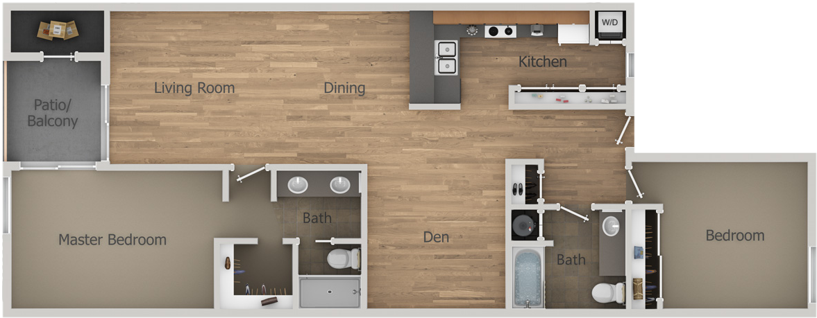 With Den - Aztec Springs Apartments (1280x960), Png Download