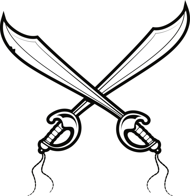 Drawing Cutlass Pirate Sword Sabre - Pirate Swords Drawings (728x750), Png Download
