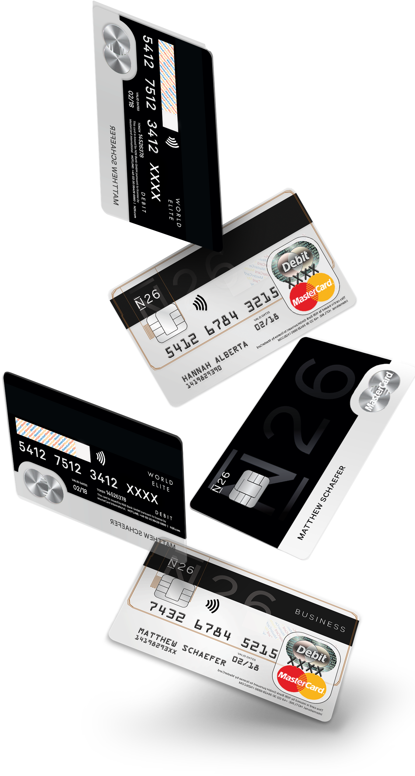 N26 Credit Card Falling Cards Ret - N26 Mastercard (1381x2600), Png Download