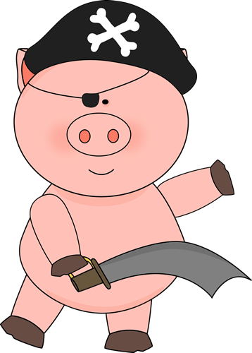 Pig Pirate With A Sword - Pig With Eye Patch (358x500), Png Download