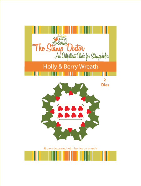 Holly & Berry Wreath Dies - Illustration (450x594), Png Download