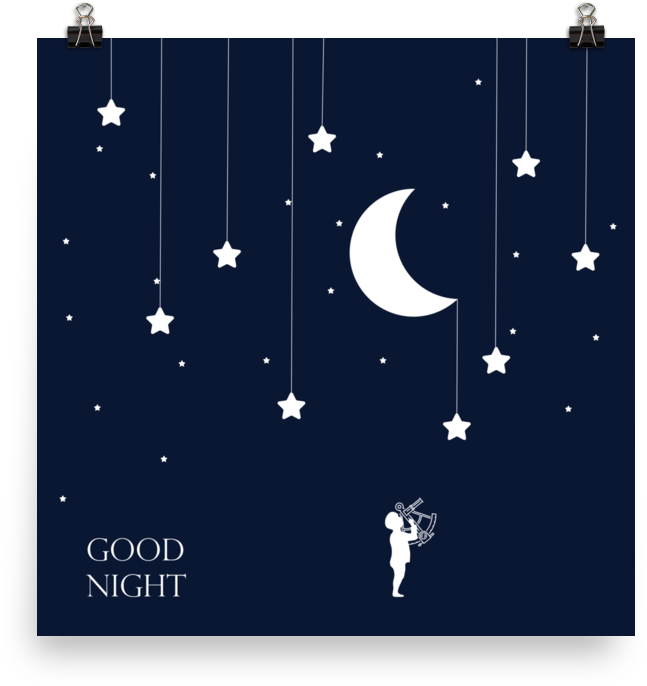 Kids Good Night Stars Sextant Poster - Child (1000x1000), Png Download