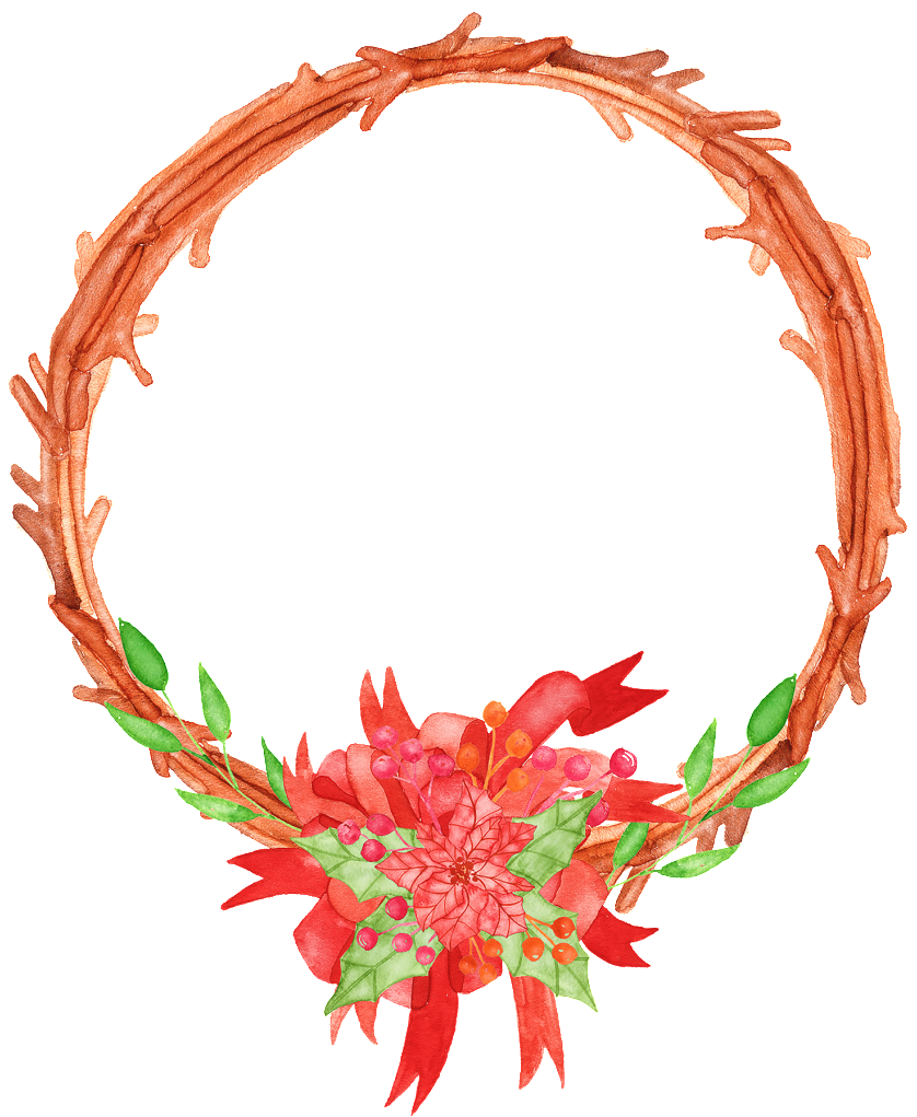 Hand-painted Orange Cartoon Wreath Png Transparent - Portable Network Graphics (1024x1024), Png Download