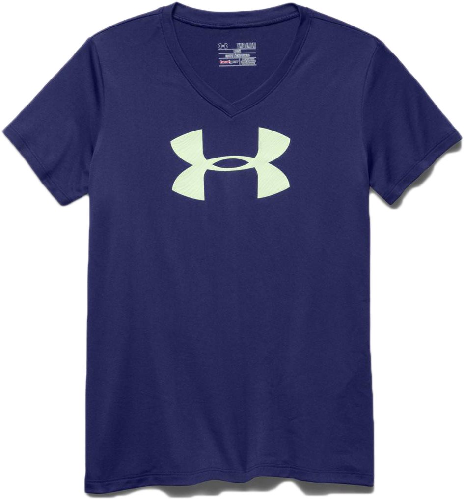 Under Armour Girl's Tech Big Logo V-neck - Under Armour (1064x1240), Png Download