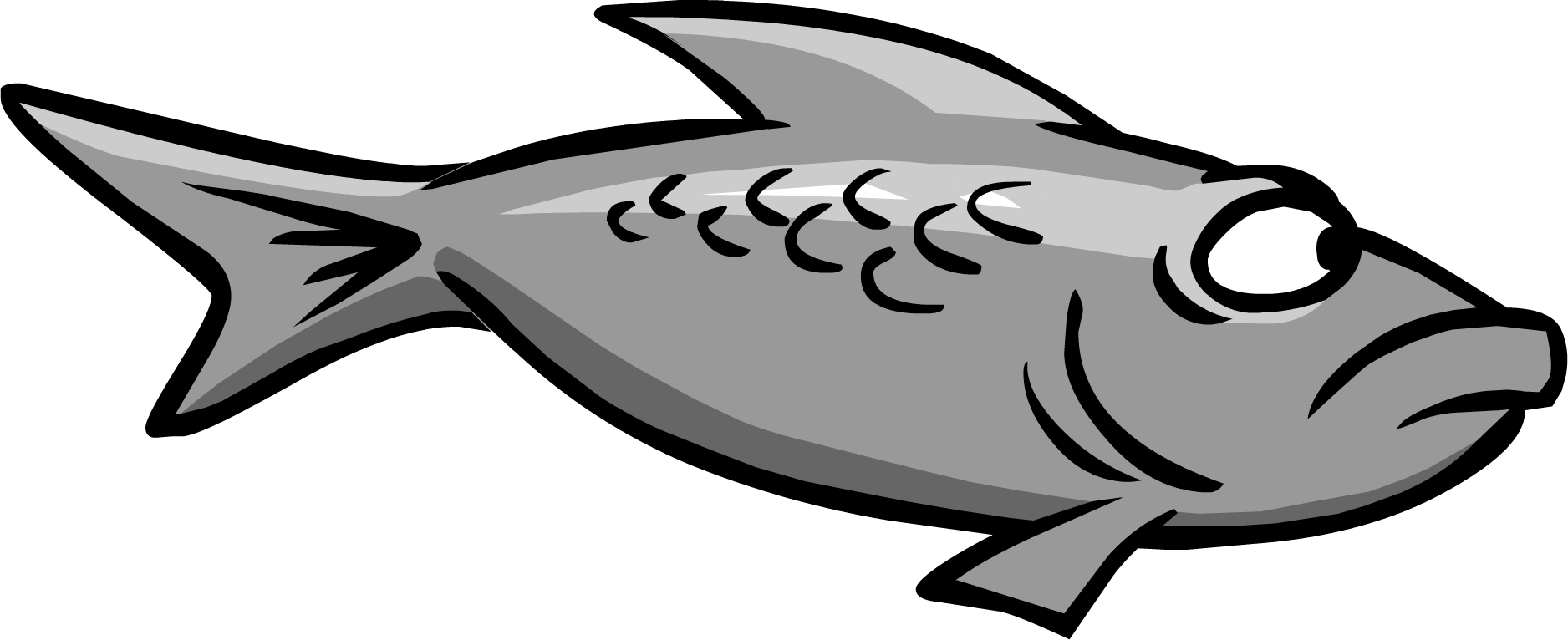 Grey Fish Swimming - Grey Fish (1876x766), Png Download