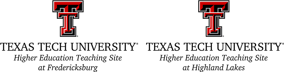 Ttu At Highland Lakes And Fredericksburg Logos - Texas Tech University Fredericksburg Logo (1080x268), Png Download