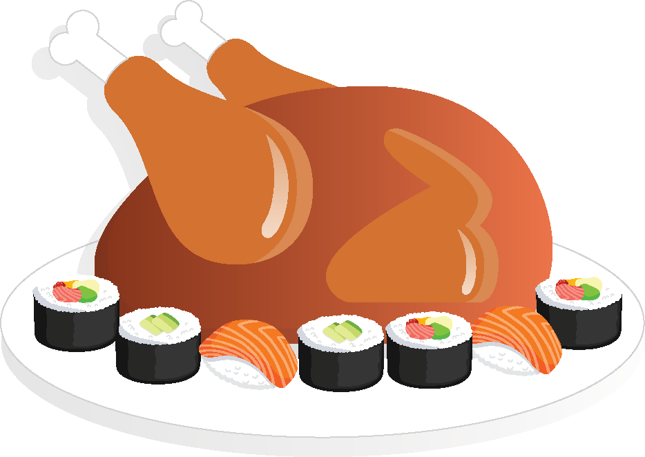 Feast Black And White Download Free On - Sushi Ocean (934x662), Png Download