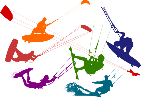 Freestyle Jump Kite Rider Silhouette Surf - Kite Surfing Graphic (494x340), Png Download