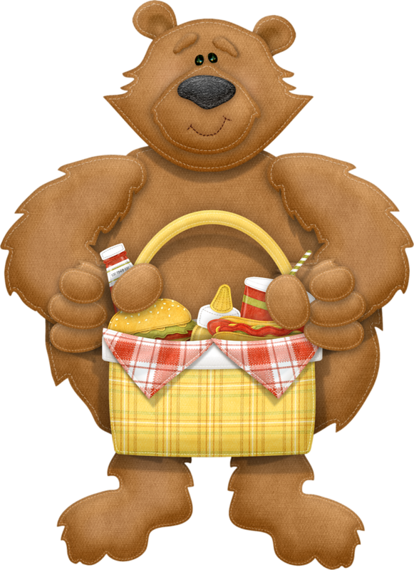Bear Basket - Bear With Picnic Basket Clipart (581x800), Png Download