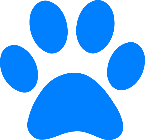 Blue Wildcat Paw Clipart - Blue Cat Paw Print (600x578), Png Download