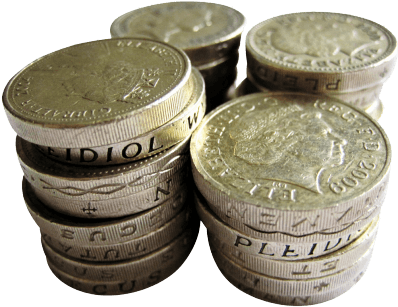 A Stack Of Coins For The Weighing Puzzle - Piles Of 1 Coins (400x330), Png Download