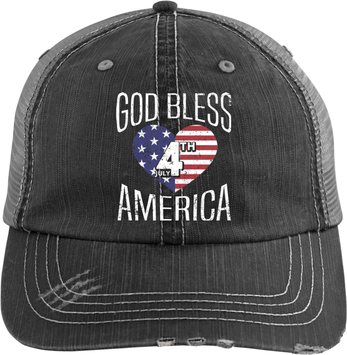 Cute 4th Of July God Bless America Hat Patriot Independence - Smart Ass Bad Ass Distressed Trucker Cap (1155x1155), Png Download