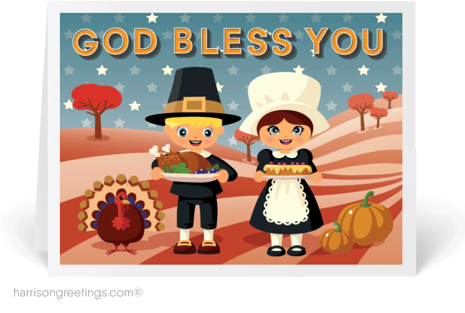 God Bless America Thanksgiving Card - Clip Art (946x704), Png Download