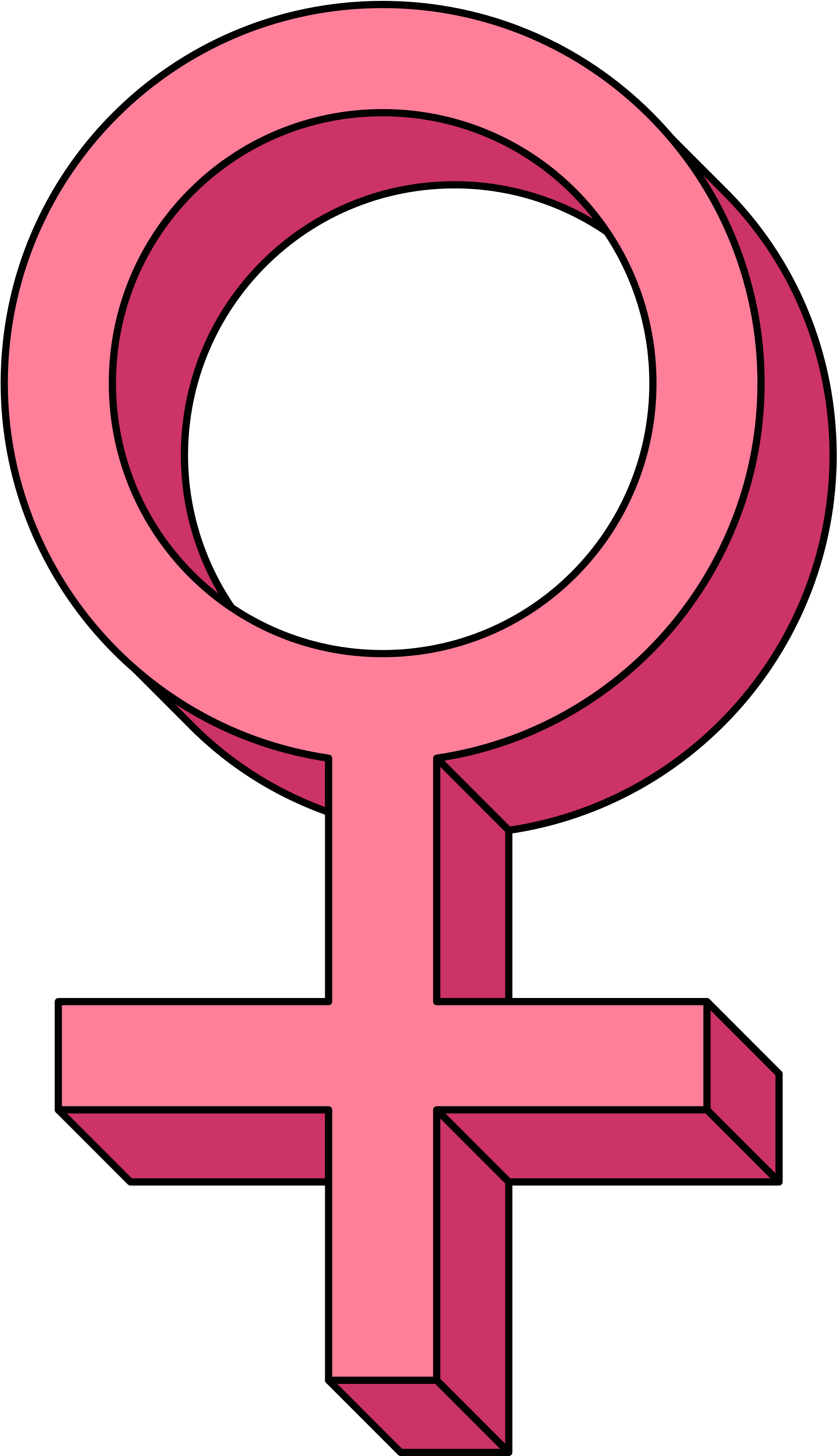 500px Venus Female Symbol Pseudo 3d Pink - Female Symbol 3d (500x833), Png Download