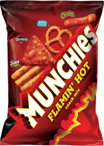 Munchies Flamin' Hot Snack Mix - 3 Oz Bag (334x469), Png Download