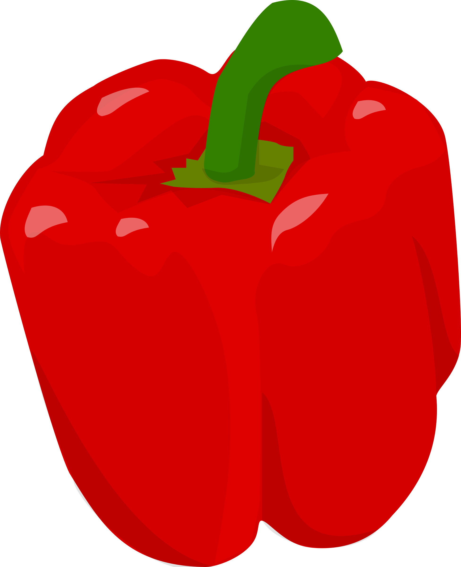 Vegetable Clipart Pepper - Red Bell Pepper Clipart (1951x2400), Png Download