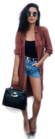 Shaymitchell Emilyfields Prettylittleliars Freetoedit - Outfits With Denim Shorts (235x584), Png Download