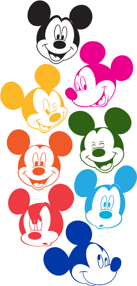 Mickey Mouse Faces In Technicolor - Colorful Mickey Mouse (468x975), Png Download
