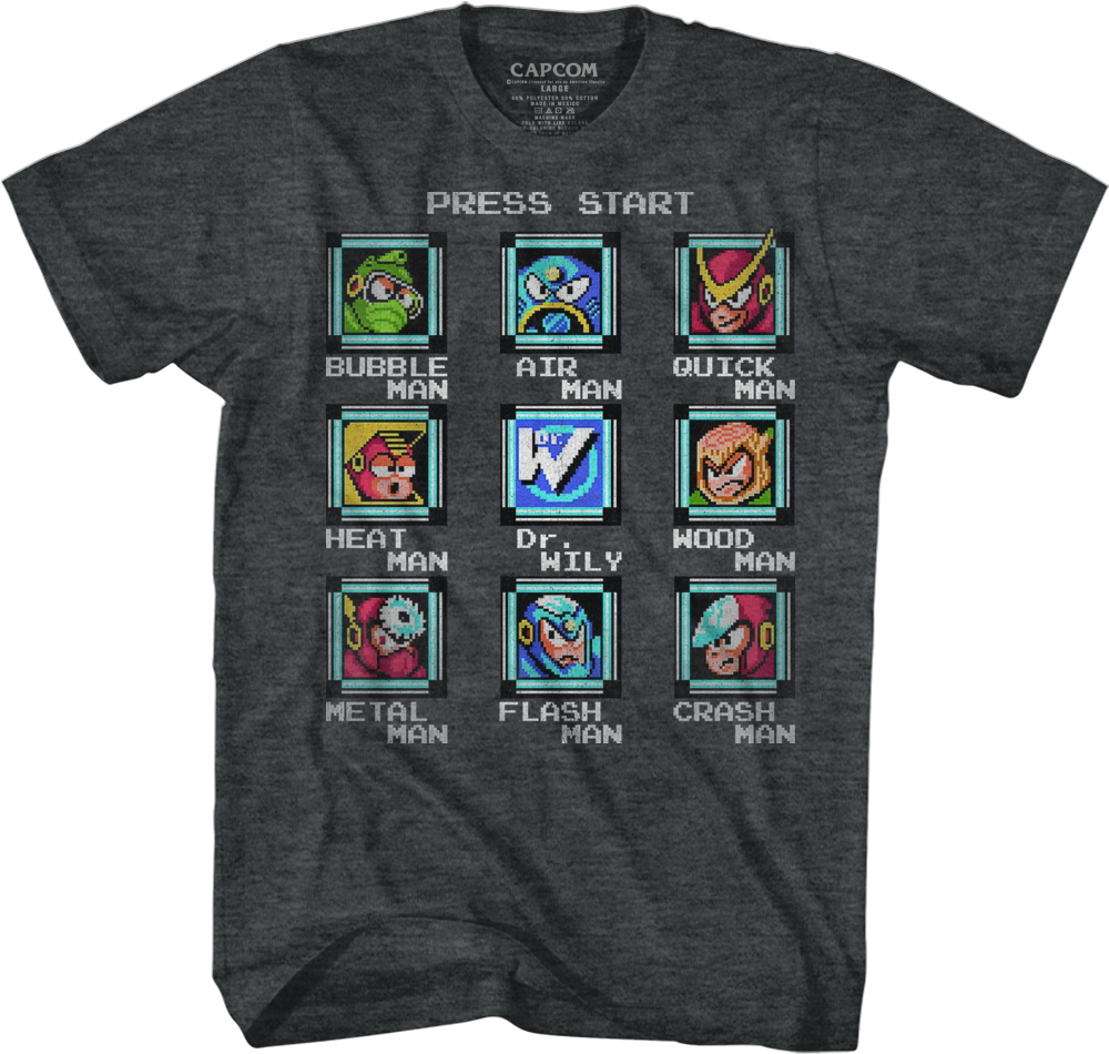 Start Screen Mega Man T-shirt - Mister Rogers Trolley T Shirt (1001x1001), Png Download