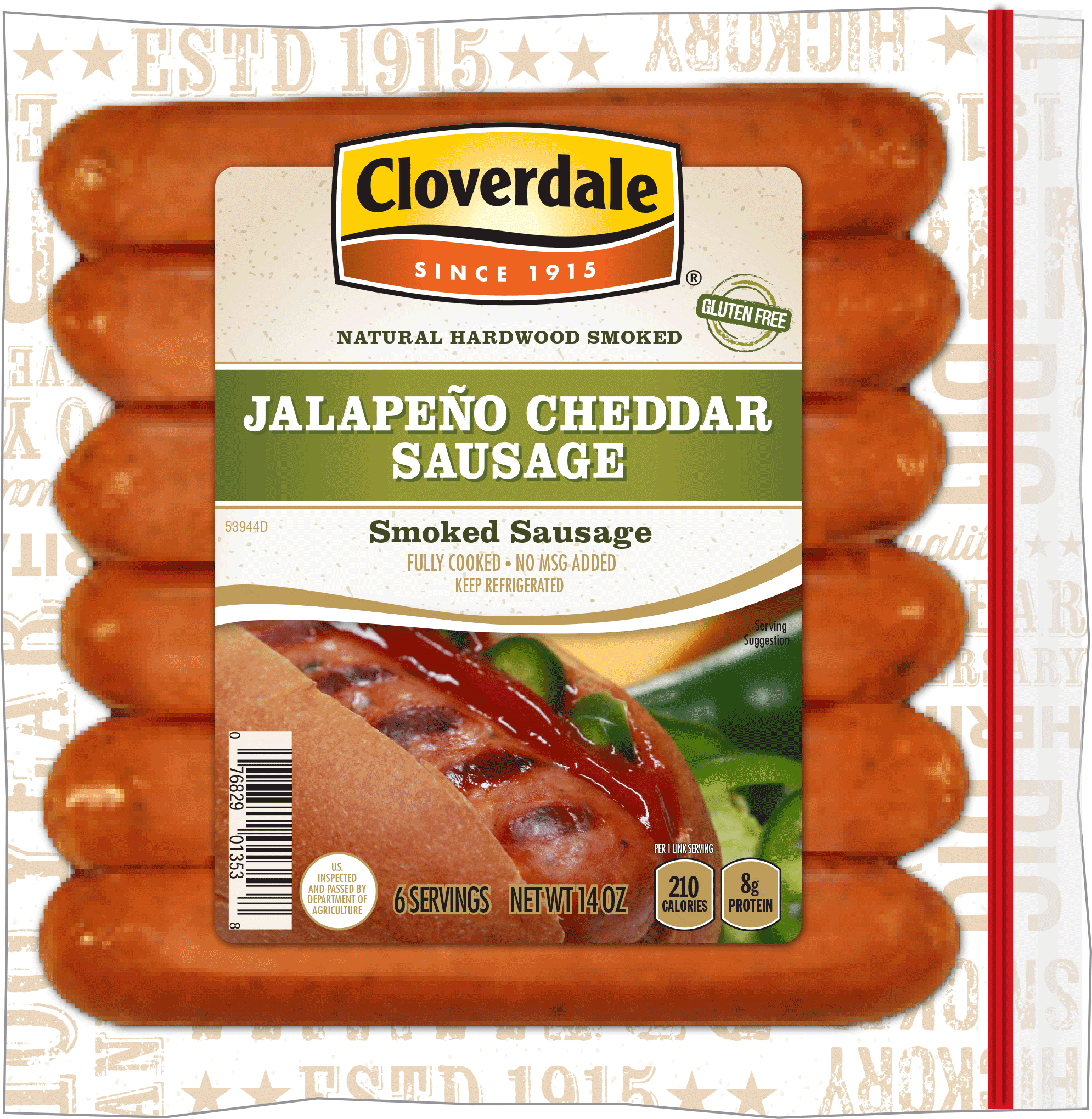 Jalapeño Cheddar Sausage - Cloverdale Foods Cloverdale Smoked Bratwurst 14 Oz (2137x2224), Png Download