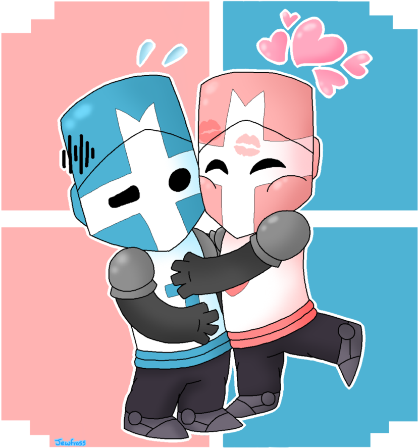 My Two Castle Crashers - Pink Knight X Blue Knight (867x921), Png Download